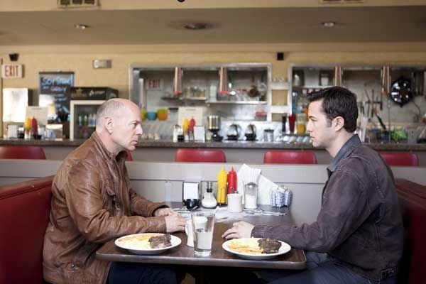 "Bruce Willis and Joseph Gordon-Levitt in Looper"